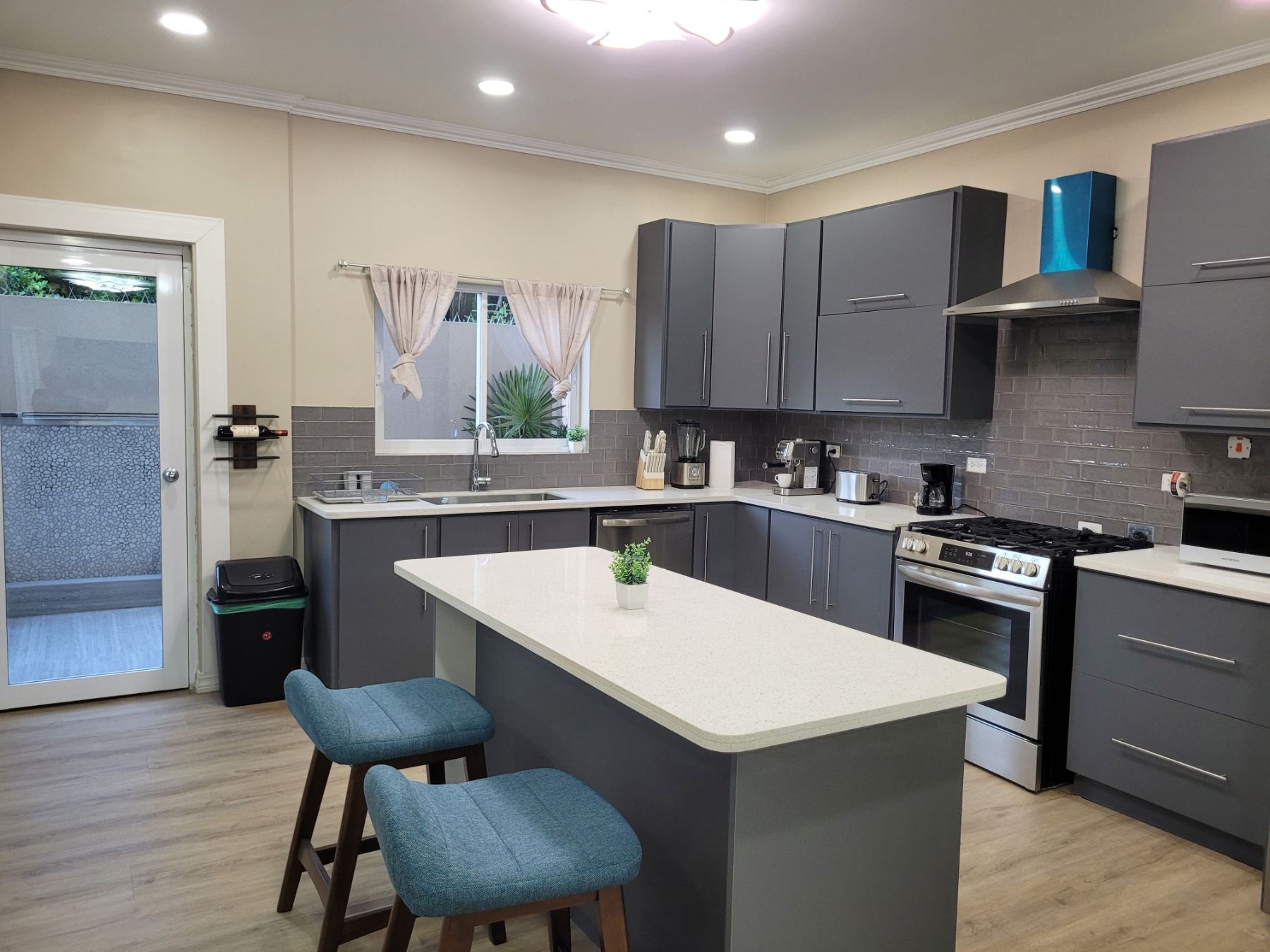 Kitchen with waterfall island