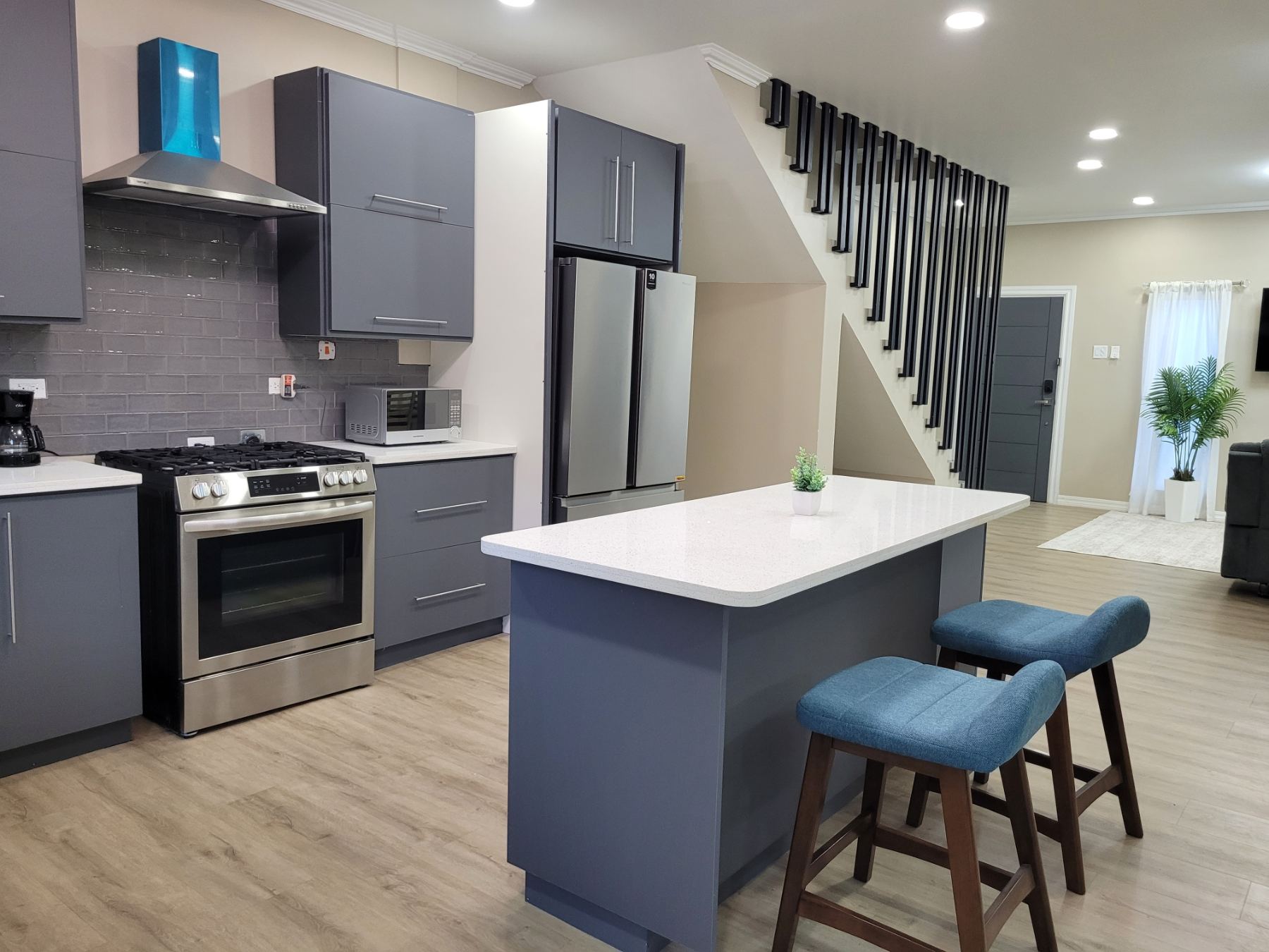 Modern interior fit-out with island kitchen