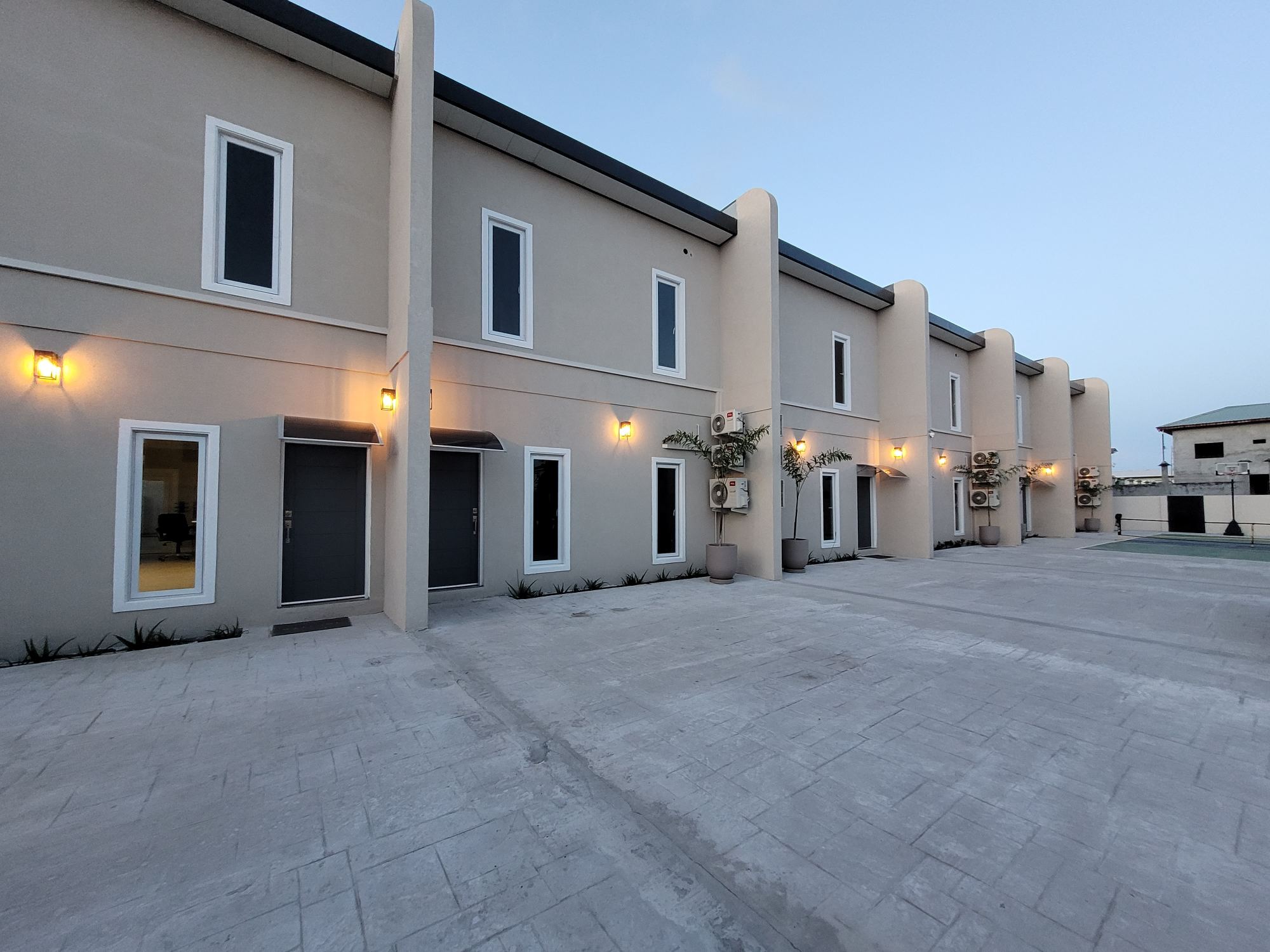 Atlantic Villas townhouses at dusk
